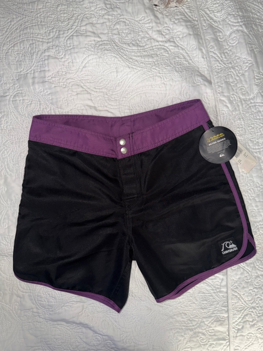 Quiksilver Women’s Black Shorts with Purple Waistband